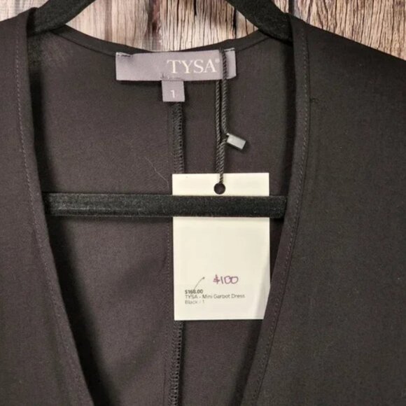 TYSA Garbot Mini Wrap Dress Black Flutter Sleeves Size S New With Tags - Picture 4 of 11